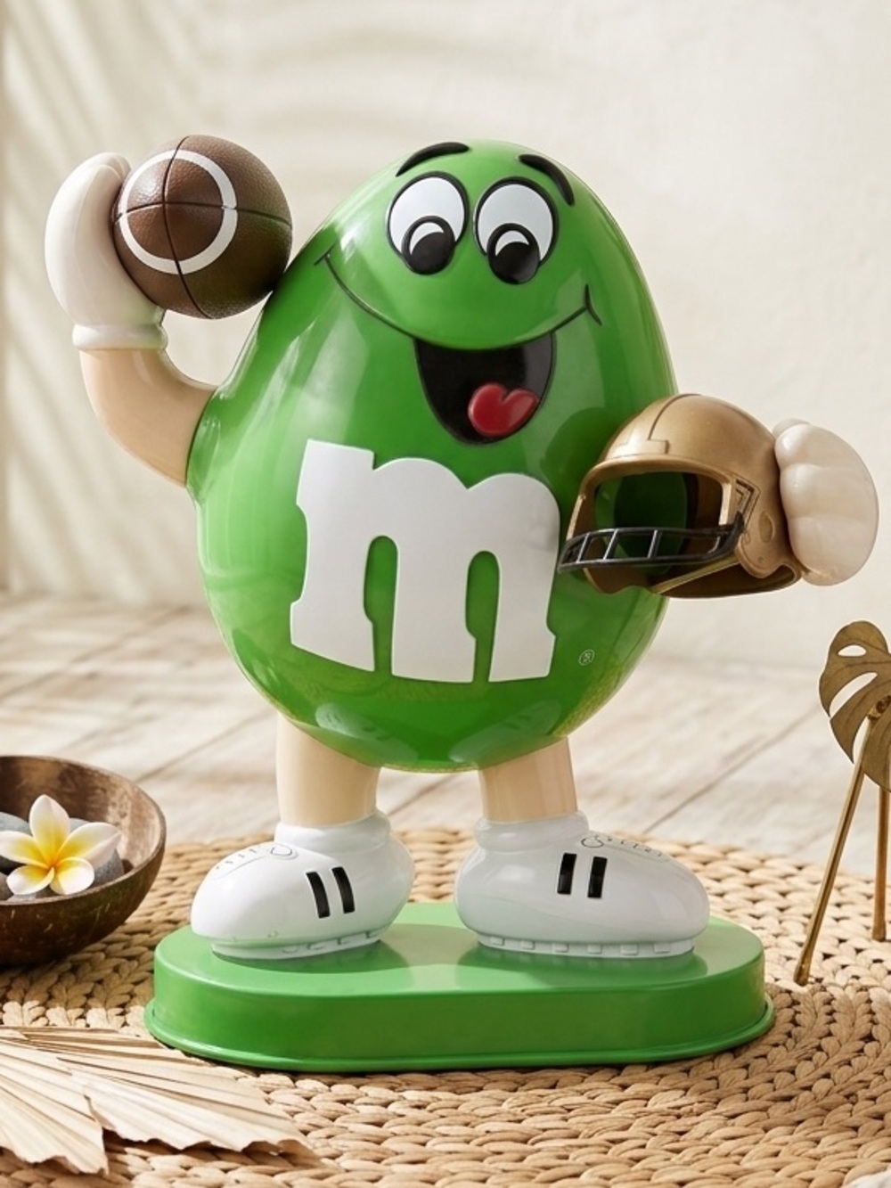 Vintage 1998 M&M's Green Football Player Candy Dispenser Figurine